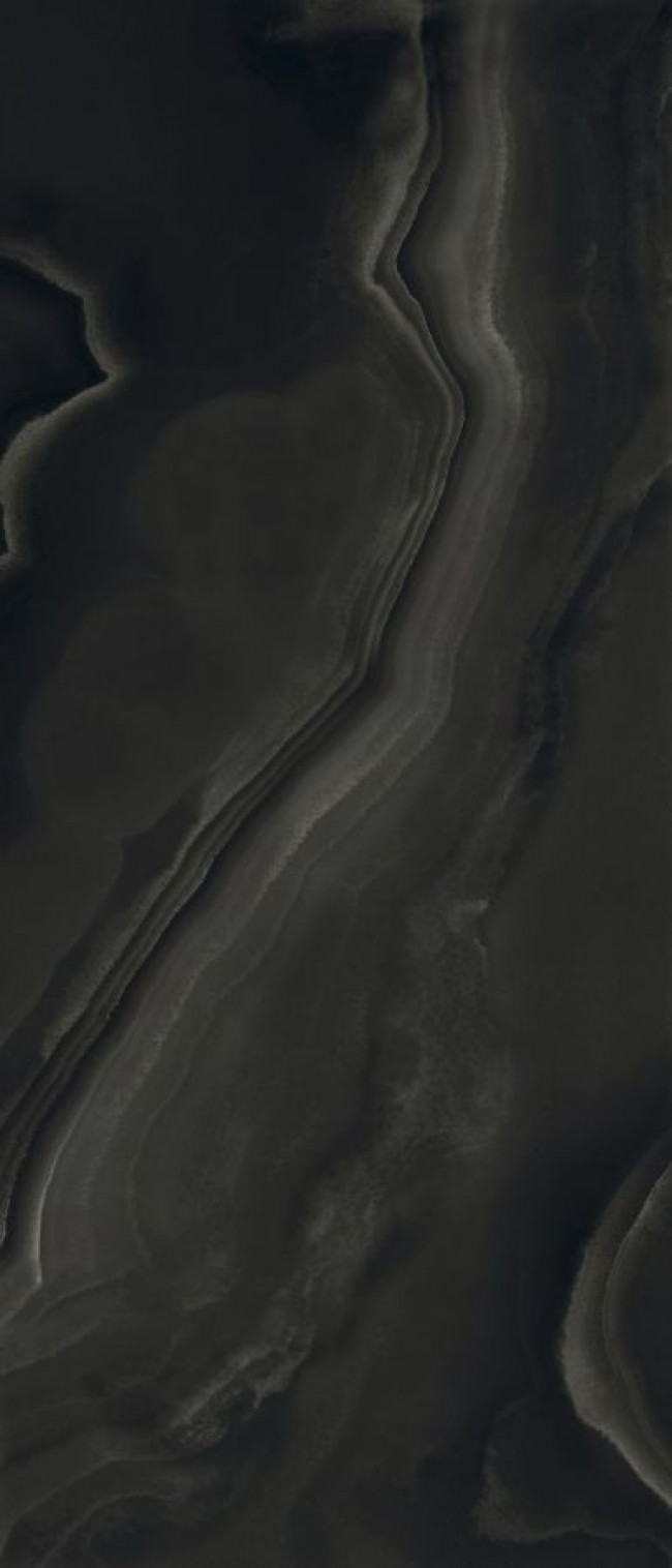 Плитка Eccentric Luxe Smoky Bl Glossy 120X280R 778820 глянцевая черный оникс, мрамор 280x120 6мм Rex Ceramiche