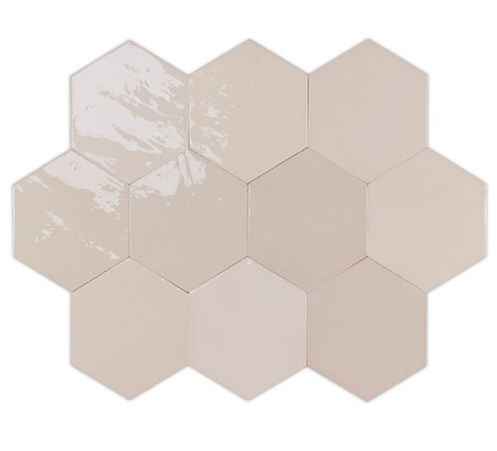 Плитка Zellige Hexa Nude 122080 глянцевая бежевый однотонная, краска, штукатурка 12x11 11мм Wow
