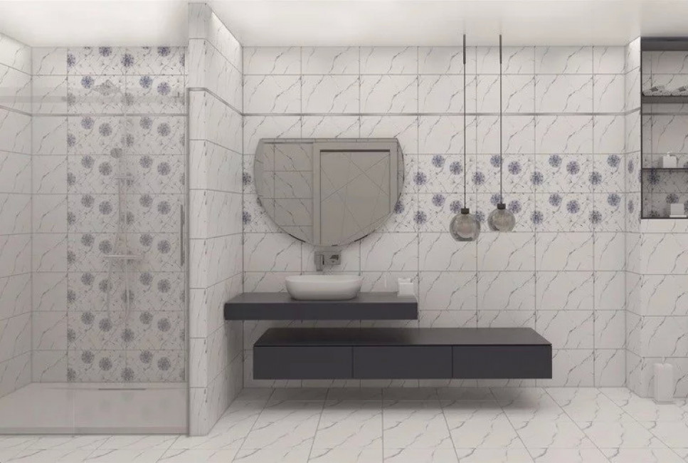45x30 Илия Цветы TP3045095H мрамор белый глянцевая 8мм Тянь Шань