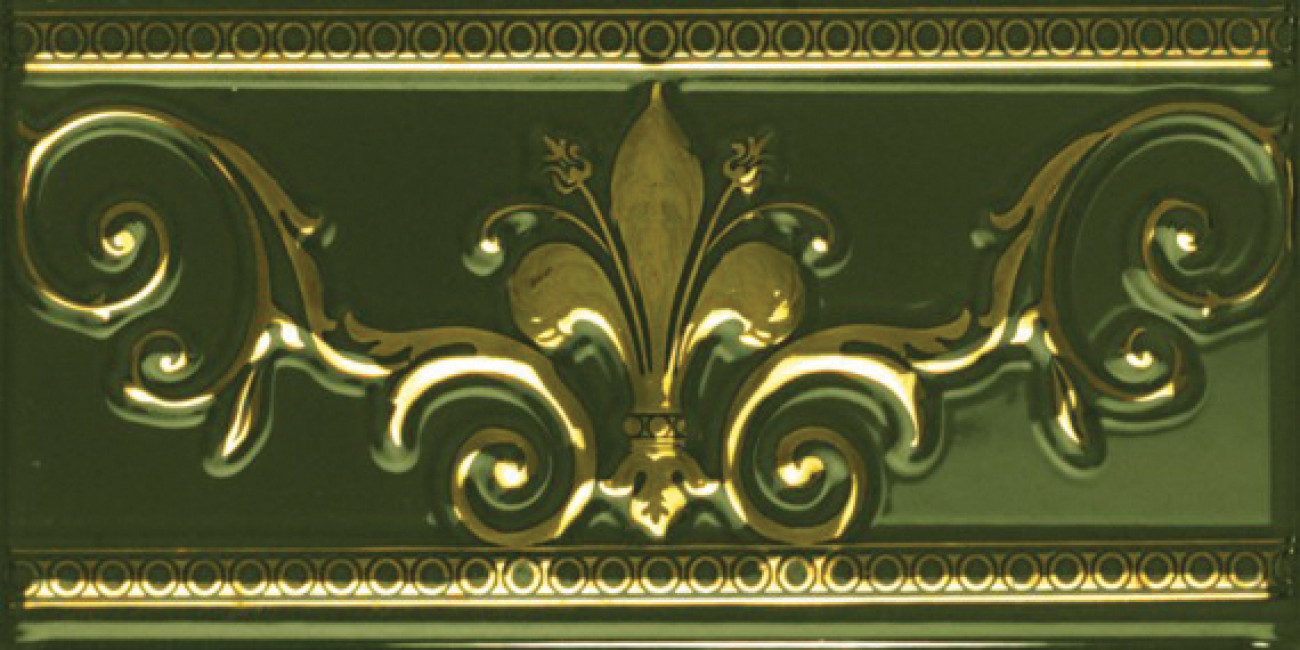 Плитка 20x10 Cenefa Noblesse Verde Botella глянцевая золотой Ape