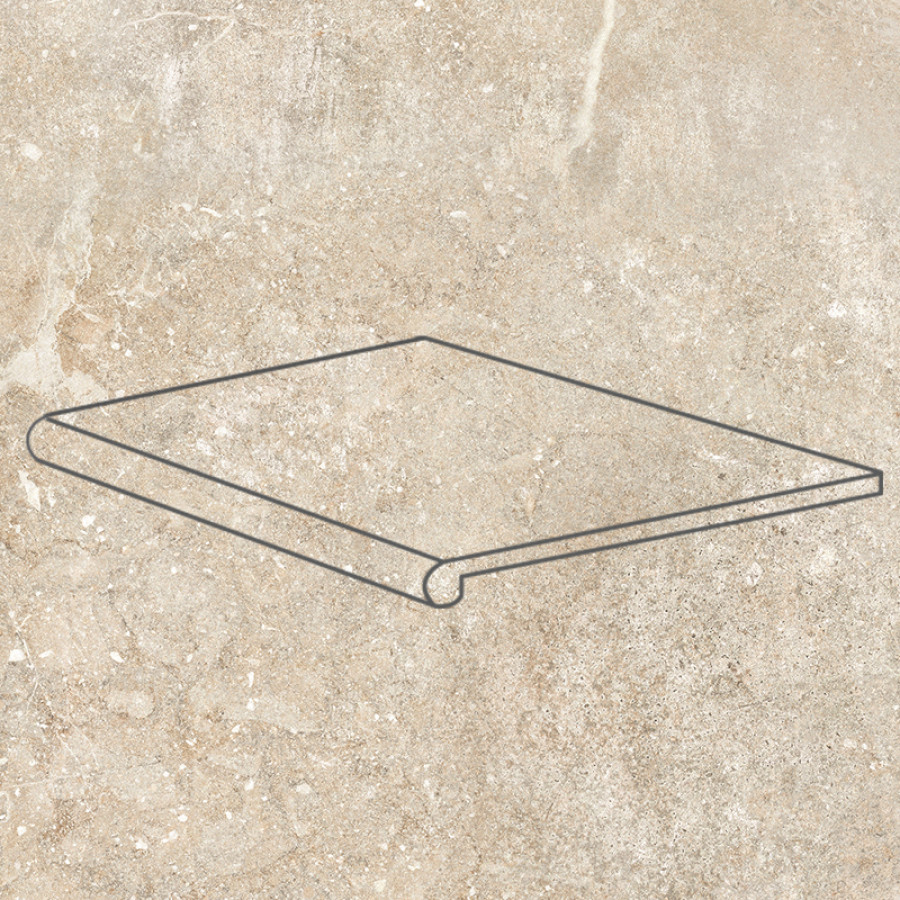 Ступень фронтальная 33x30 Petra Anti Slip Round. Beige противоскользящая Gres de Aragon