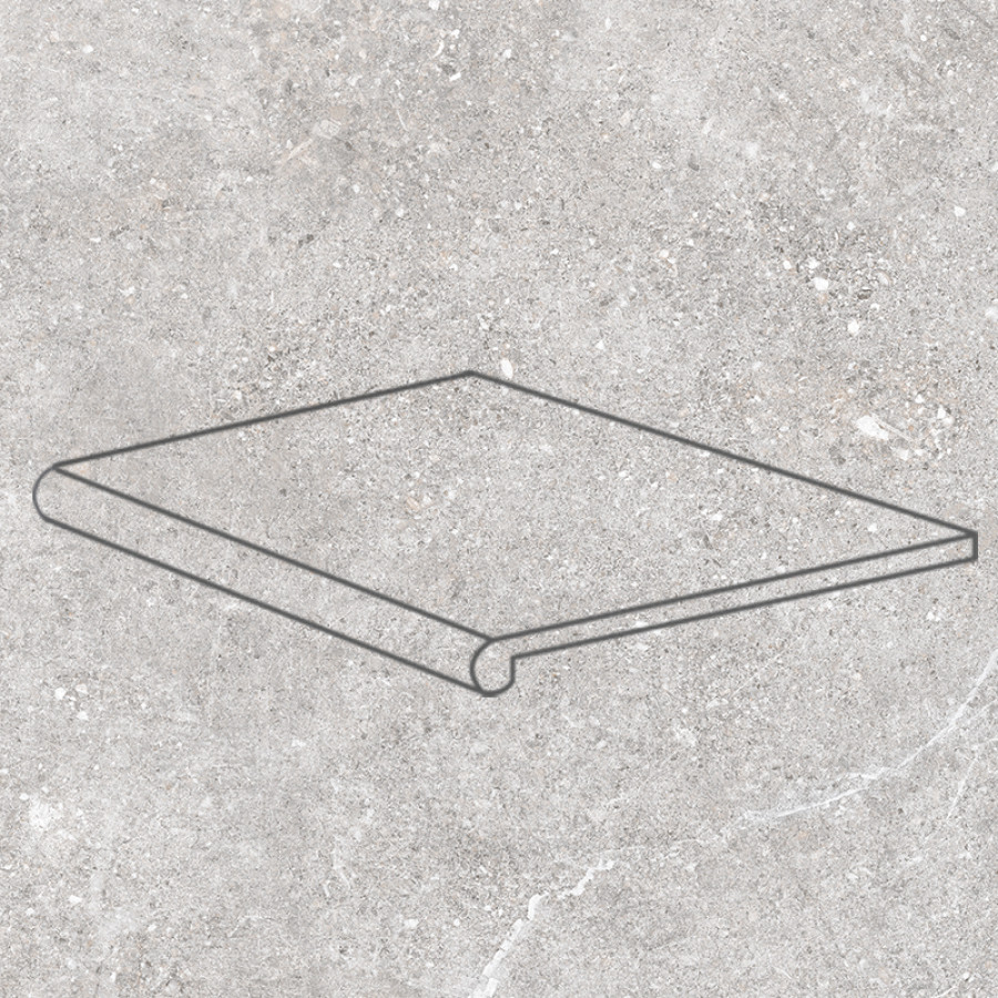Ступень фронтальная 33x30 Petra Anti Slip Round. Gris противоскользящая Gres de Aragon