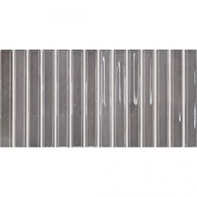 Плитка Flash Bars Cool Grey 133476 глянцевая, 3d темно-серый, серый однотонная 25x13 DNA Tiles