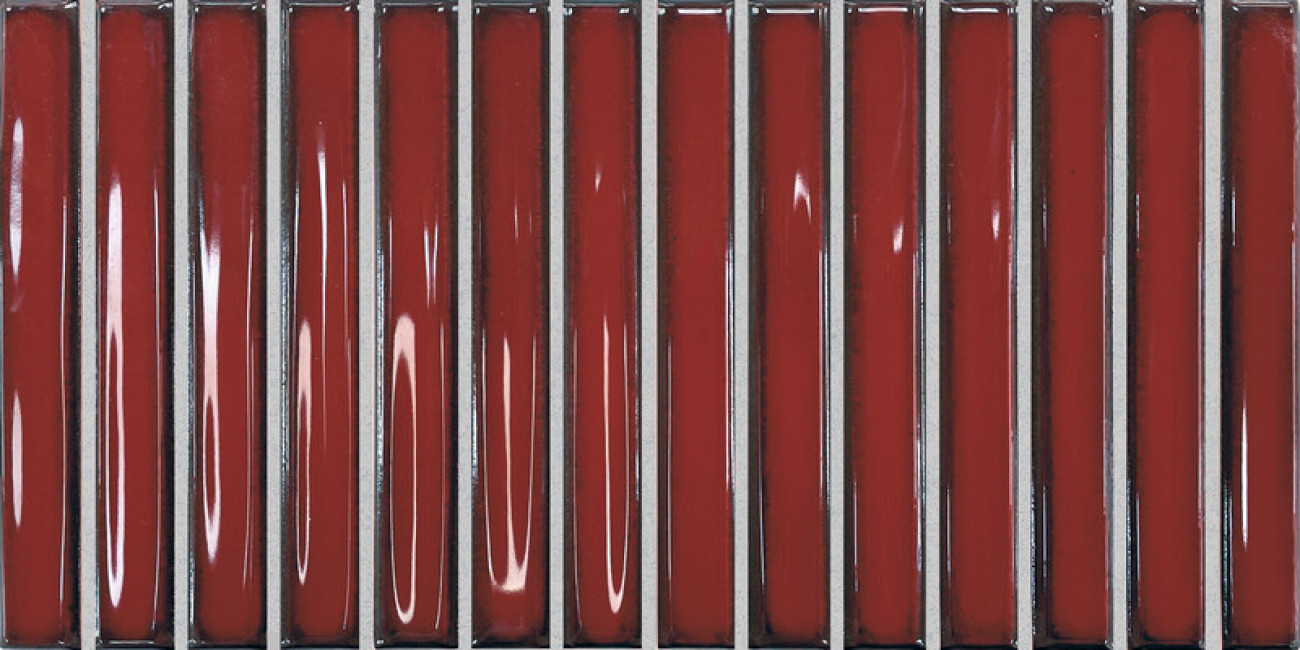 Плитка Osaka Bars Red 133482 глянцевая красный однотонная, краска, штукатурка 25x13 DNA Tiles