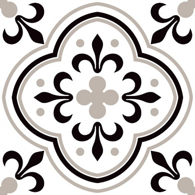 Керамогранит 20x20 Ornament 3005 Matt матовая черно-белый Alpas Cera