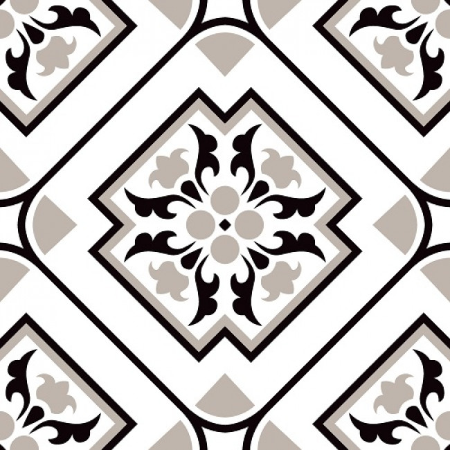 Керамогранит 20x20 Ornament 3043 Matt матовая черно-белый Alpas Cera
