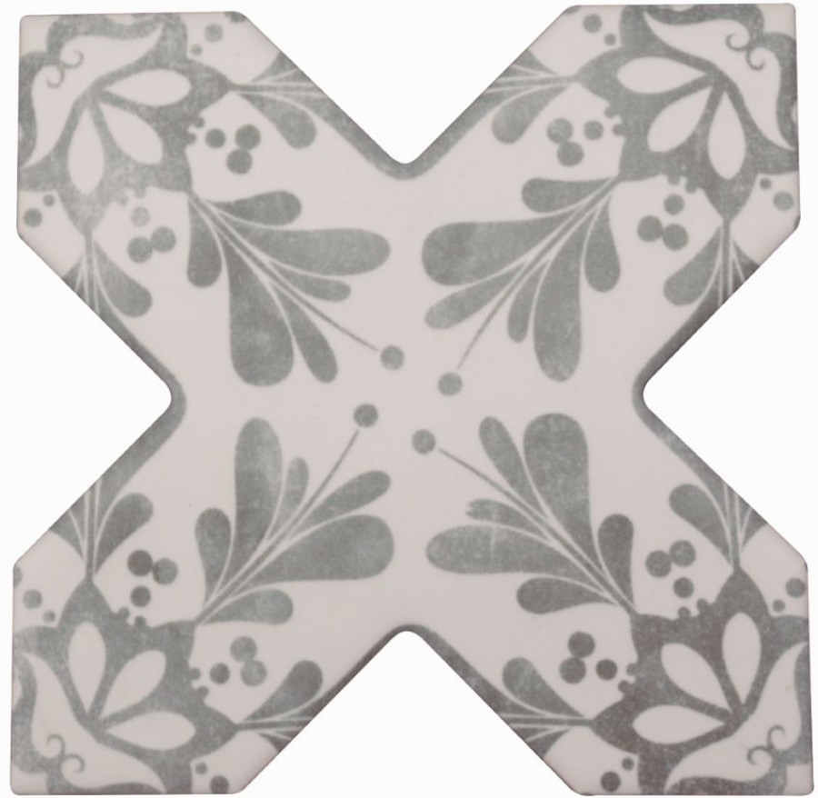 Керамогранит 13x13 Becolors Cross Dec. Stencil Grey матовая светло-серый Cevica