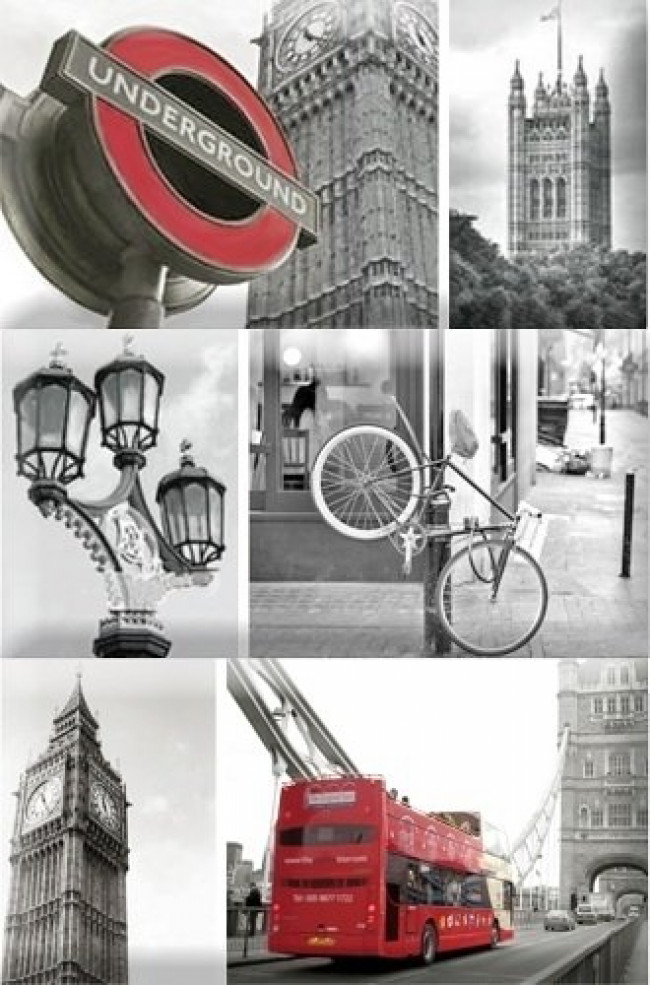 Керамическая плитка ABC0000113 Composicion London Calling D 23x15 для стен глянцевая Absolut Keramika