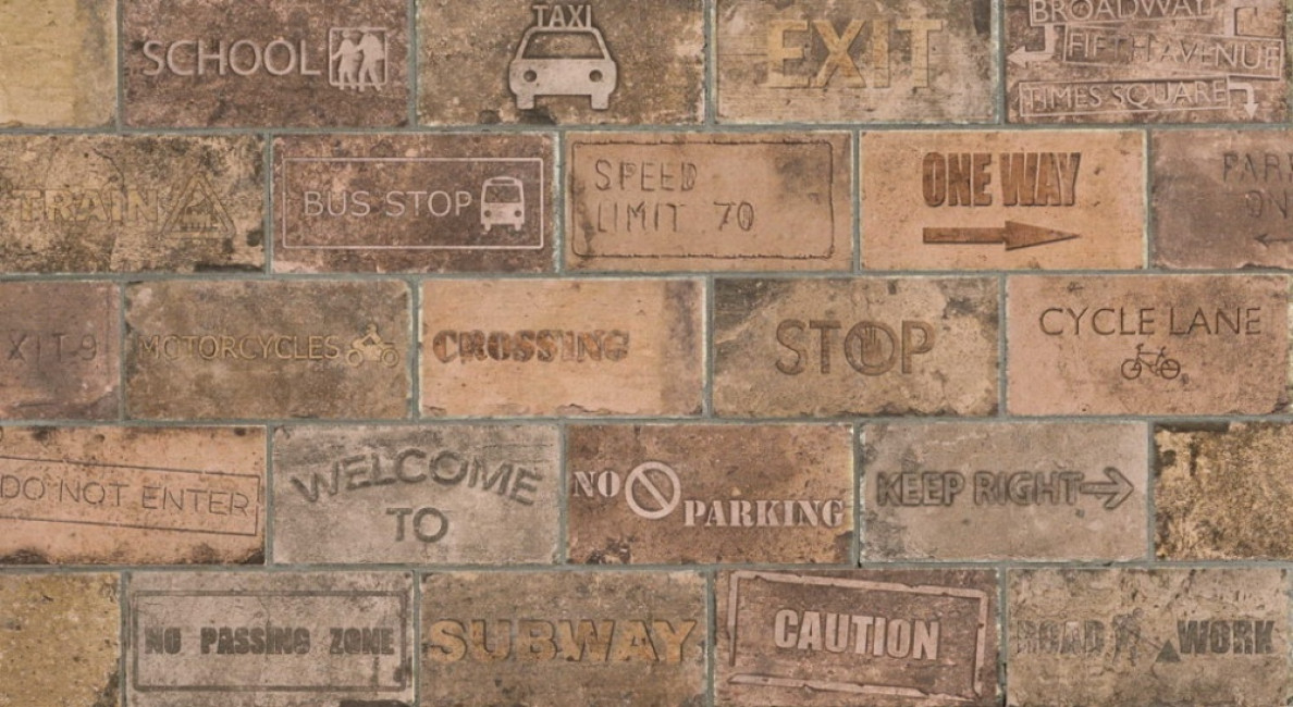 Керамогранит 20x10 Road Signs Mix Chelsea матовая коричневый под кирпич Cir