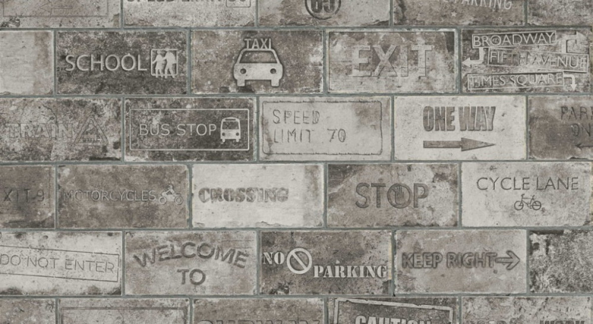 Керамогранит 20x10 Road Signs Mix Wall Street матовая светло-серый под кирпич Cir