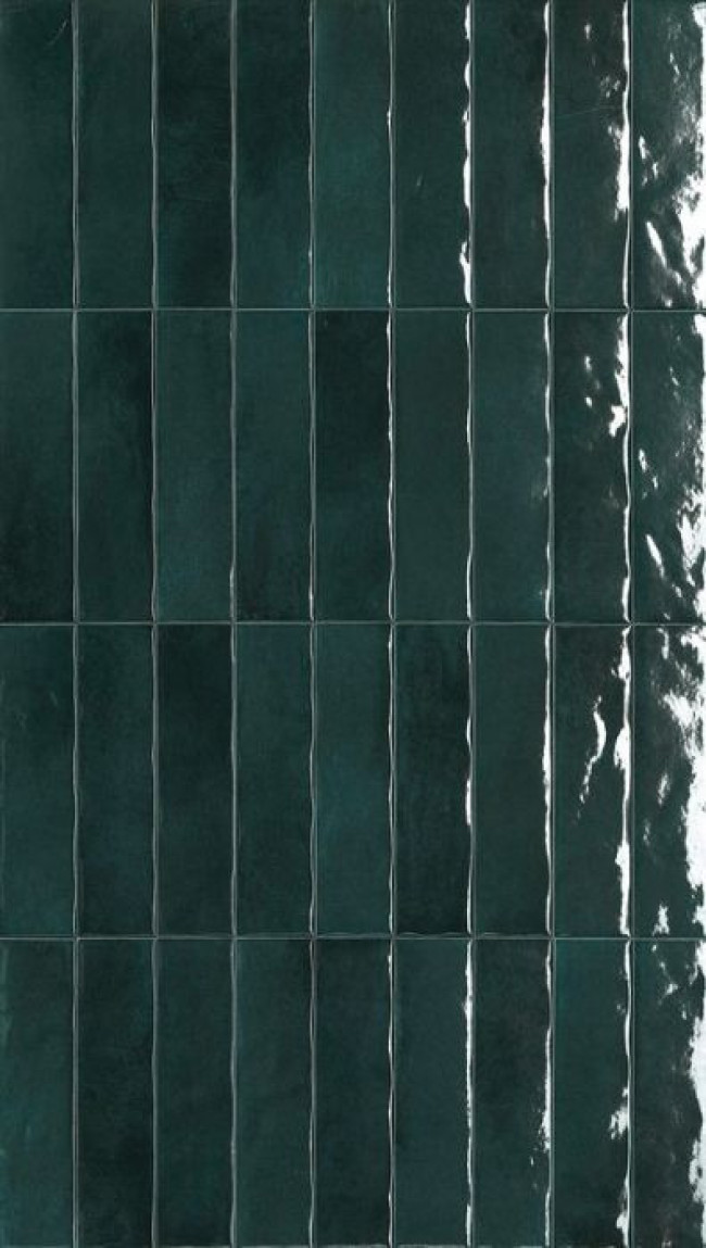 Плитка Glim Petrolio Brillante Frmv глянцевая бирюзовый, зеленый однотонная, краска, штукатурка 24x6 Fap Ceramiche