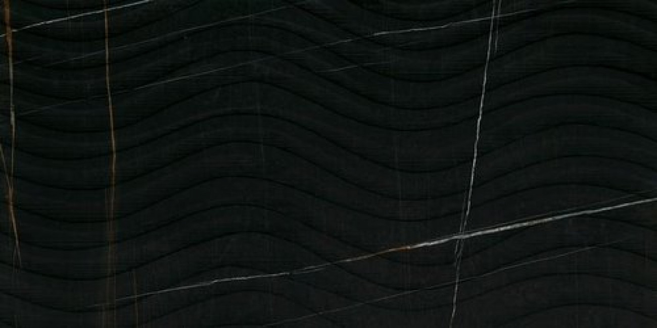 Плитка Sahara Noir Onda Sq Mb04Bao лаппатированная, 3d черный мрамор 120x60 10мм Italgraniti Group