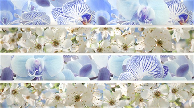 Плитка настенная 45x25 декор Дэк Мозаик Блу КВС16MosaicBlue Ванда глянцевая глазурованная Ceradim