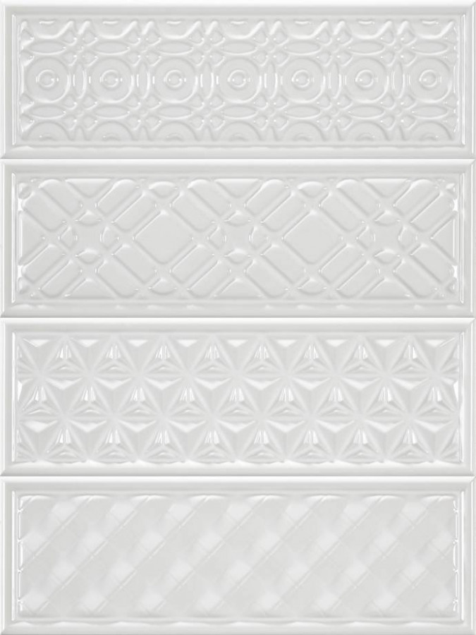 Керамический декор HRL000016 Garden Dec Geometry Blanco 30x10 для стен глянцевая Heralgi