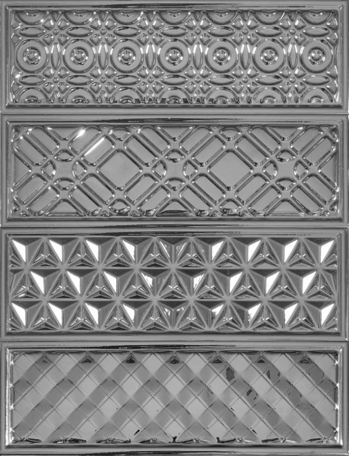 Керамический декор HRL000019 Garden Dec Geometry PVD Plata 30x10 для стен глянцевая Heralgi