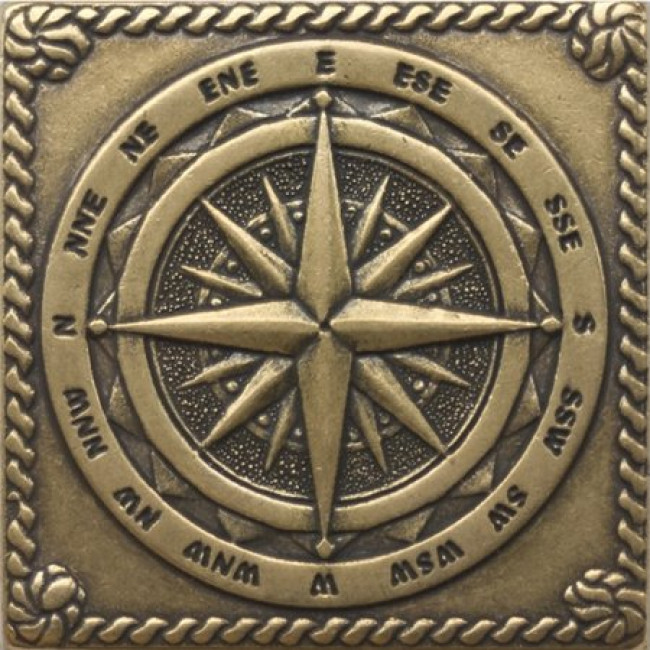 Керамическая вставка MNL000011 Windrose Shined brass 5x5 для пола матовая Moneli